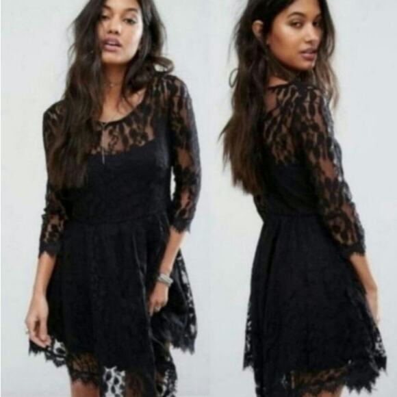 Free People Queens Love Black Asymmetrical Dress - Picture 5 of 5